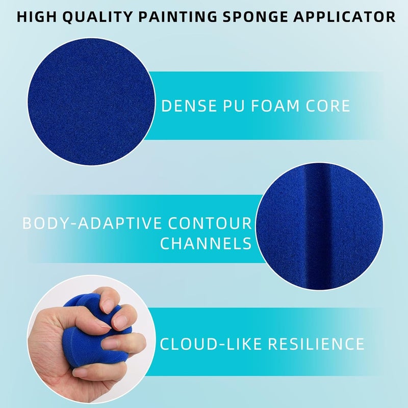 Pretwad 4PCS Double-Side Round Paint Sponge Applicators - 3.1 Inch Blue Round Detail Sponges Painting Sponges for Acrylic Oil Watercolor Art & Car Waxing Kitchen Cleaning - Image 3